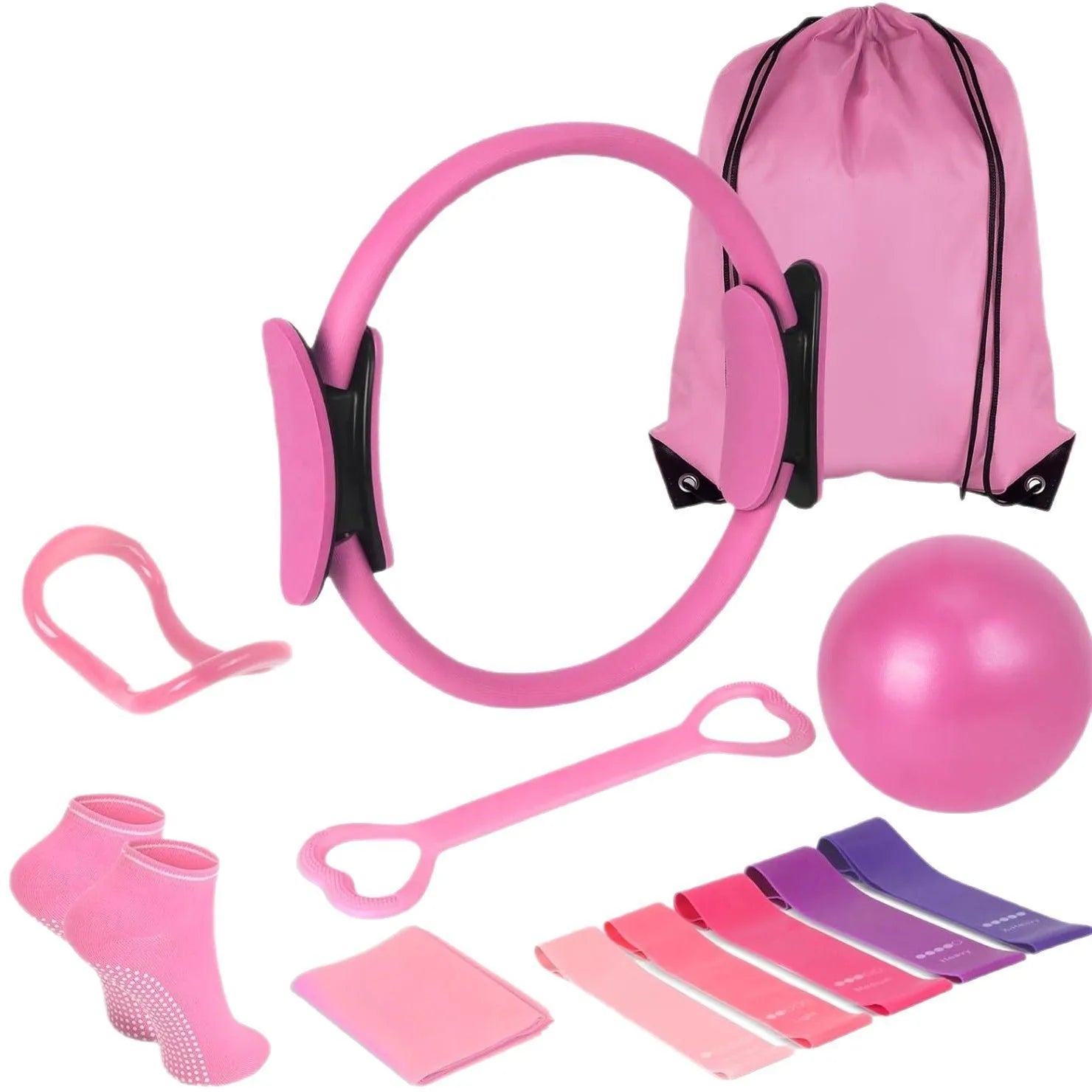 13 PCS Complete Pilates Set: Exercise Ball, Resistance Bands, Pilates Ring & More for Home Workouts