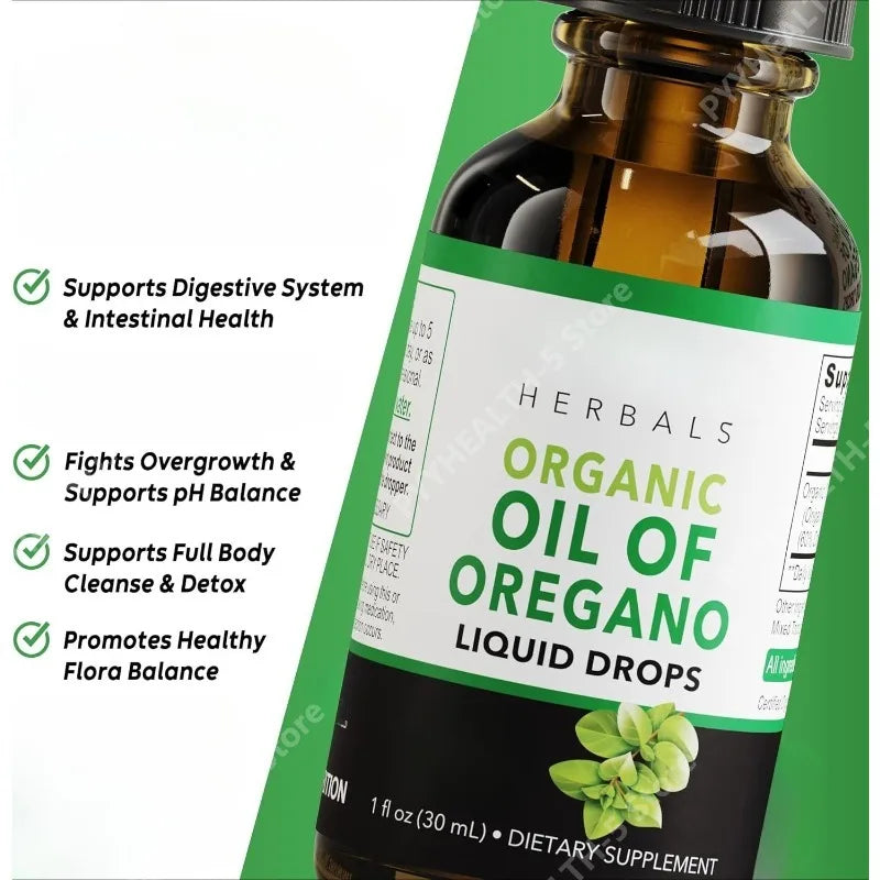 Oregano Oil Organic Liquid Tincture Extract Cleanse Detox Immune Support, Digestive Gut Health - Pure Vegan Herbal Tincture 1 Oz