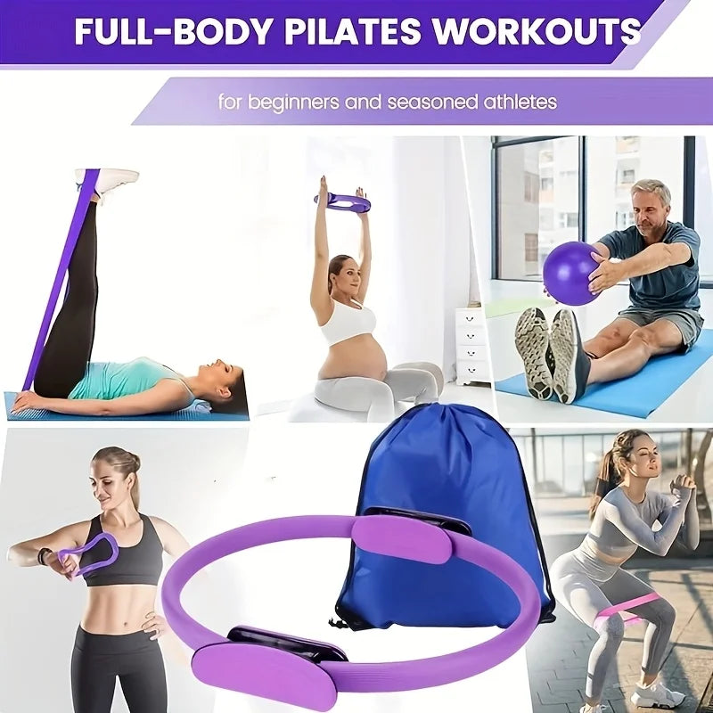 13 PCS Complete Pilates Set: Exercise Ball, Resistance Bands, Pilates Ring & More for Home Workouts