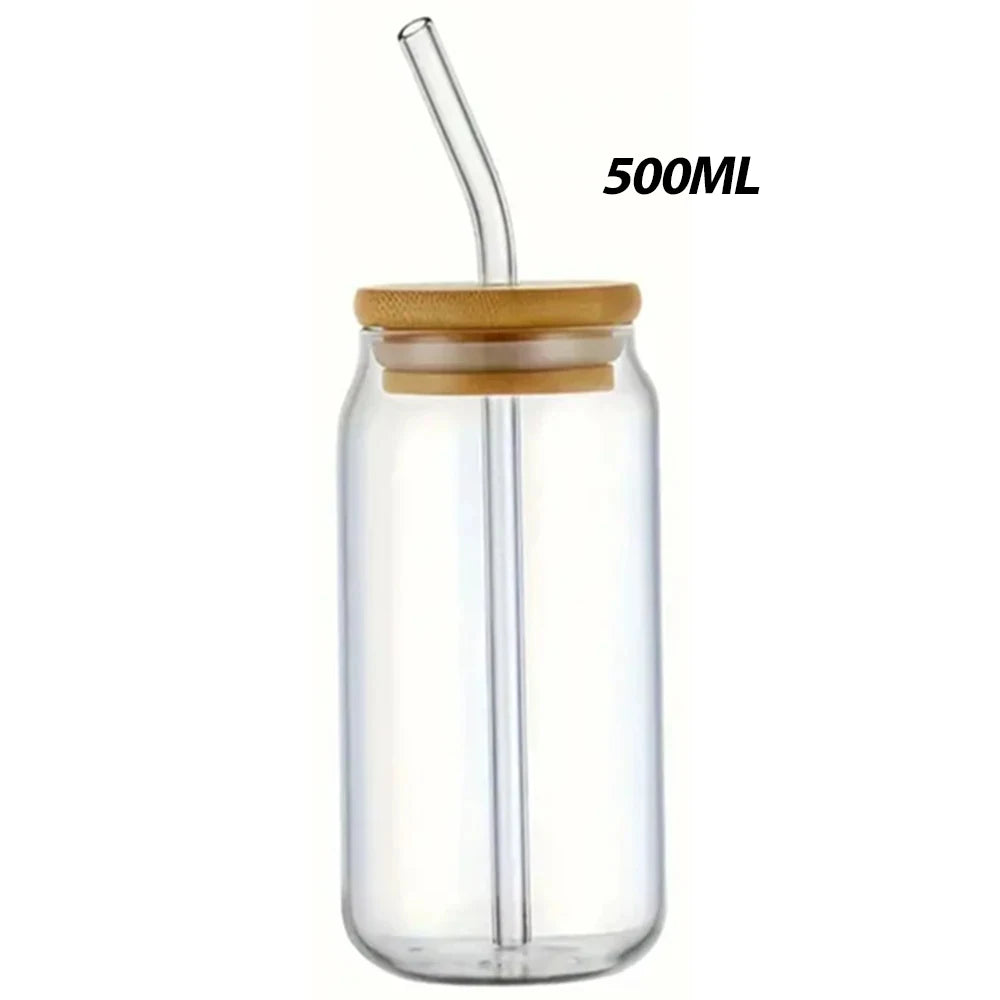 500ml Pink Bow Cute Glass Cups with Lids and Straw Tumbler Glass Cup for Iced Milk Coffee Smoothie Cocktail Matcha Juice Cup