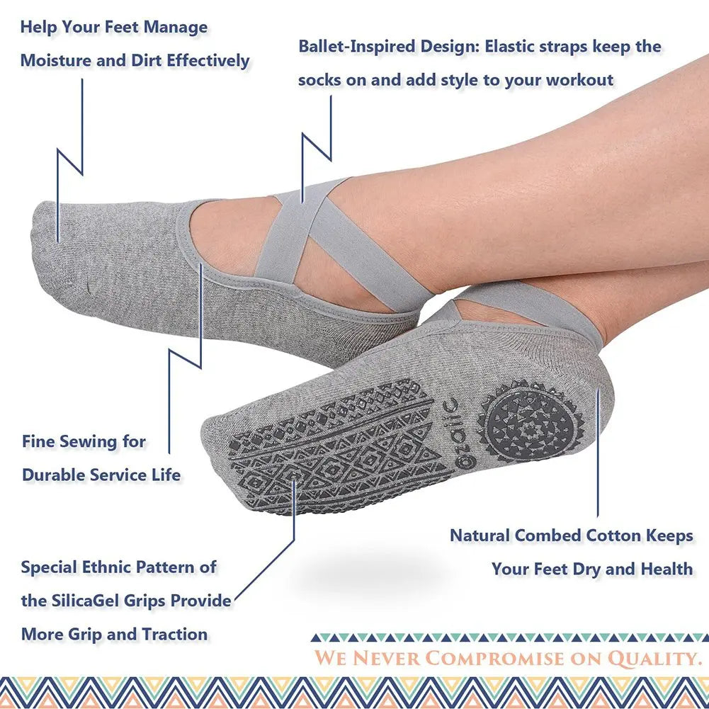 Grip Socks for Women, Non Slip Pilates Yoga Socks  Non Slip Socks for Workout, Fitness Ballet Dance Workout Sports Socks Slipper