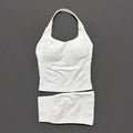 Backless Halter Yoga Set - Top & Seamless Shorts